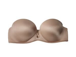 Victoria's Secret 34A Bombshell Strapless Add-2-Cups Push-Up Bra Nude Beige Soft